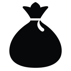 money sack vector, cash bag icon, currency silhouette, banking savings symbol, wealth finance design

