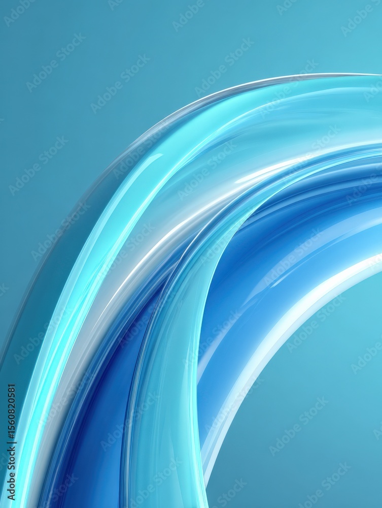 Poster abstract blue flowing curves smooth glass-like waves modern digital design vibrant background vibran