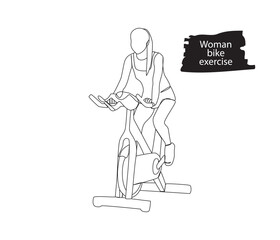 Continuous line drawing of a woman doing bike exercise vector illustration	
