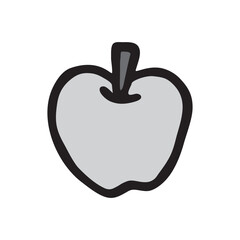 Apple doodle icon hand drawn with black line in freehand style and colored monochrome grey. Vector illustration isolated on white background