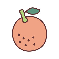 Citrus orange or grapefruit doodle icon hand drawn with black line in freehand style and colored. Vector illustration isolated on white background