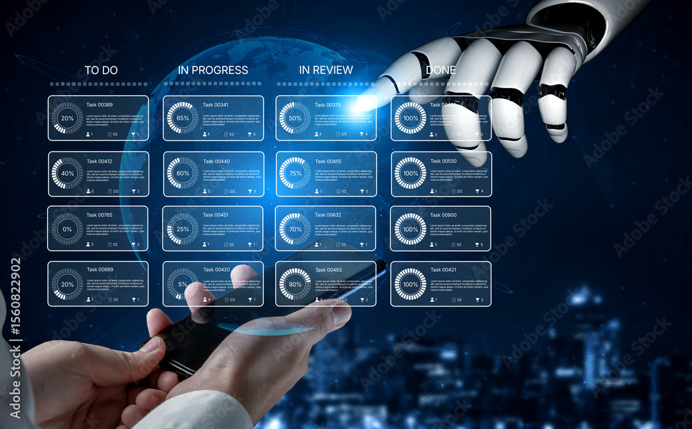 Poster ai improves kanban dashboard for task management by optimizing priorities, tracking team progress, a