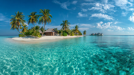 Fototapeta premium Panoramic view of the idyllic Maldives islands