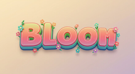 Vibrant Bloom 3D Floral Typography Design