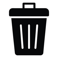 Trash bin vector, garbage can icon, trash can silhouette, waste disposal line art, recycle bin graphic, cleaning waste symbol

