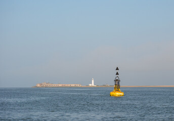 A Navigational Buoy marker in Portsmouth Harbour. A North Cardinal named Sconce in the Solent.