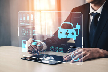 Charging dashboard for electric vehicles with battery status, energy usage, renewable integration,...
