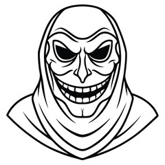 Scary cartoon skull illustration with a smiling face, perfect for Halloween art or monster character designs