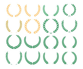 Green Laurel leaves vector circle with branch 