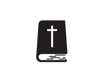 A Bible book  silhouette with a simple, understated design set against a white background 