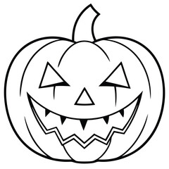 An orange autumn Halloween pumpkin lantern with a carved scary face, perfect for October holiday celebrations