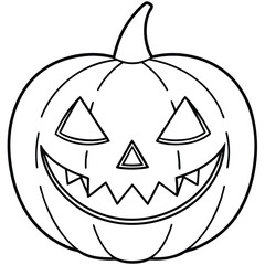 An orange pumpkin jack-o'-lantern with a scary face, a spooky Halloween holiday decoration perfect for autumn October fun