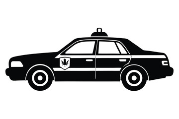 Black and White Silhouette of a Police Car with Maple Leaf Emblem
