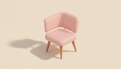 Soft seat invites repose a pink chair casting long shadows evokes a sense of minimalist comfort and design in a sunny corner