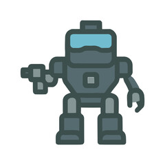 Cartoon fighting robot icon on white background
Vector image weapon