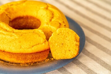 Traditional cornmeal cake with fennel seeds, typical of June festivals in Brazil