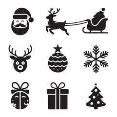 Christmas icons festive holiday symbols santa reindeer