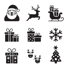 Santa reindeer gifts snowflake tree santa claus sleigh