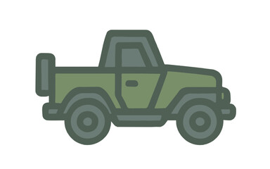 Cartoon military jeep icon on white background
Vector image weapon