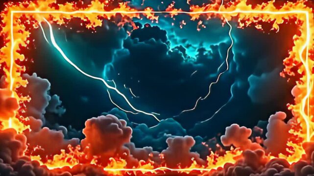 fervent smoking perimeter shot waver indiana morose nothingness emerge from amp backcloth of thick sapphire twisting clouds, with luminous newsbreak of galvanizing greenness dart around,