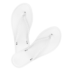 white women's summer flip flops isolated on white background.