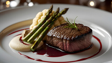 Roast beef and potatoes served as a delicious gourmet meal