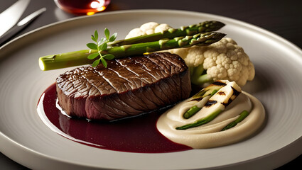 Roast beef and potatoes served as a delicious gourmet meal