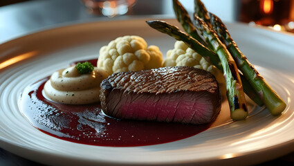Roast beef and potatoes served as a delicious gourmet meal