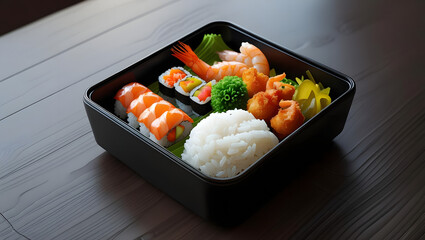 Fresh sushi rolls served on a plate with chopsticks in traditional Japanese style