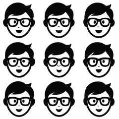 Man with Glasses Avatar Icons