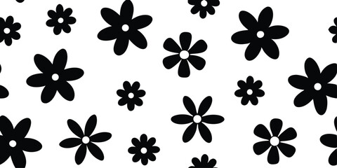 Vector art of a simple and elegant black and white floral pattern isolated on transparent background, perfect for various design applications