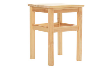 Wooden stool – isolated on transparent background, PNG, front view
