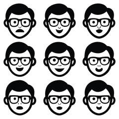 Man with Glasses Avatar Icons