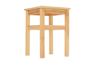 Wooden stool – isolated on transparent background, PNG, front view