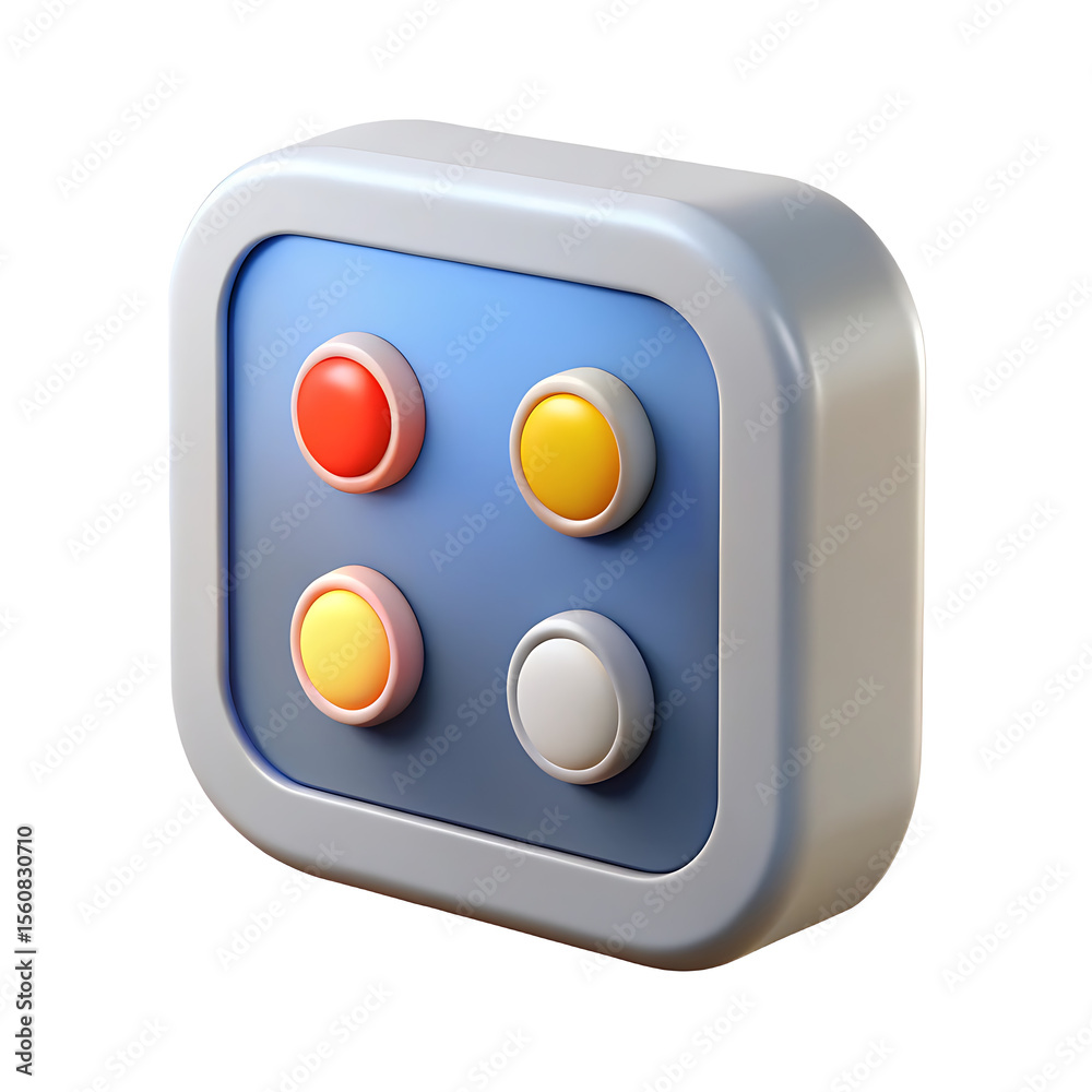 Fototapete button ui design mockup interface element app icon color round shape 3d render illustration design