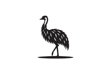 Obraz premium A Emu bird, silhouette with a simple, understated design set against a white background 