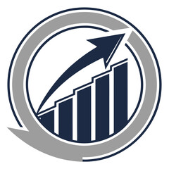 Business Finance Growth Logo with Upward Arrow and Bar Chart  Professional Accounting and Investment Symbol  High-Resolution Vector Design