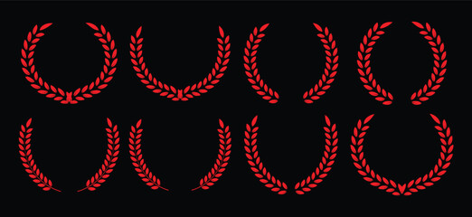 Laurel wreath circle leaves and branch set create 