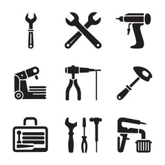 Obraz premium Tools and equipment icons wrench spanner