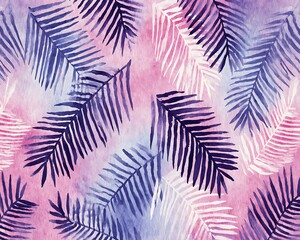Watercolor palm leaves pattern (1)