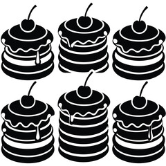 Cherry Cake Dessert Silhouettes