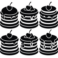 Cherry Cake Dessert Silhouettes