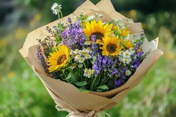 Charming Wildflower and Sunflower Bouquet