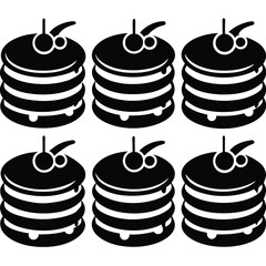 Cherry Cake Dessert Silhouettes