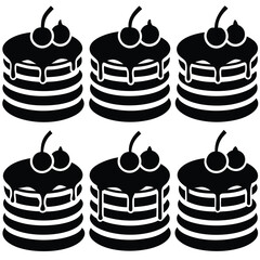 Cherry Cake Dessert Silhouettes