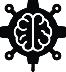 Silhouette brain in gear data science technology vector Illustrator