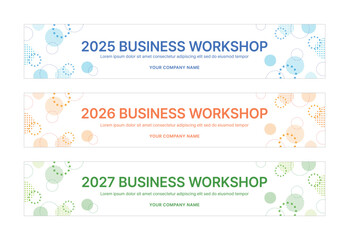 Modern business workshop roll-up banners with arrow graphics symbolizing growth and progress. Perfect for workshops, events, conferences, branding projects, combining style and professionalism.