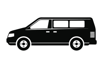 Silhouette Image of a Multipurpose Passenger Vehicle with Front Engine and Side Windows