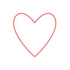 Outline of a red heart shape, ideal for romantic projects, cards, or decorations. Clean, minimal design for love and wedding themes.