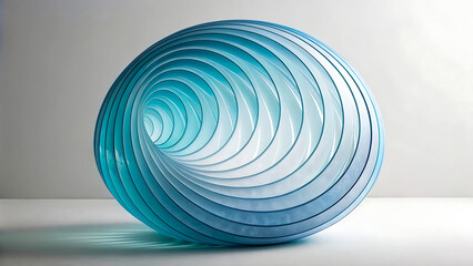 Obraz premium Modern Abstract Spiral Glass Sculpture in Blue Tones on White Background. abstract, sculpture, spiral, glass, modern, blue
